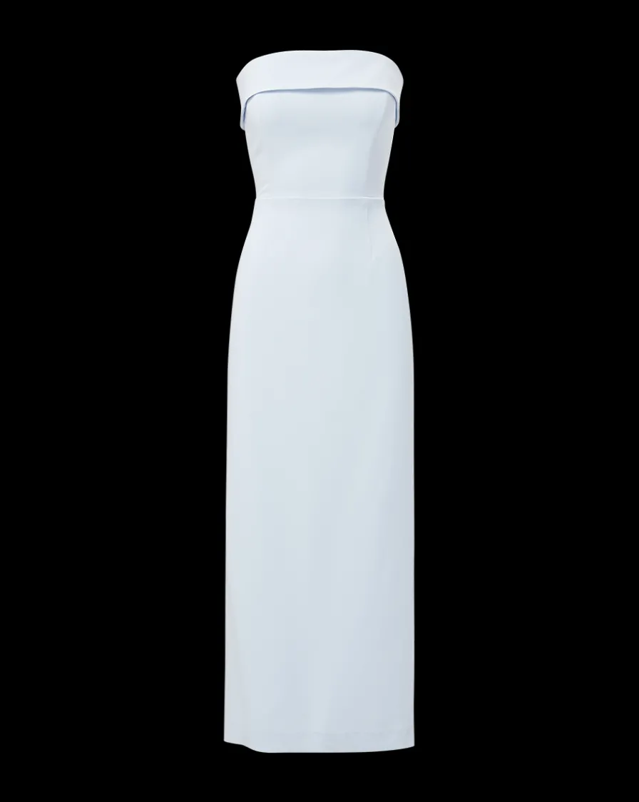 Veronica Beard Dresses>Absol Crepe Strapless Dress in Blue Mist