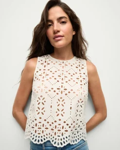 Veronica Beard Tops|Matching Sets>Adelyn Cotton Eyelet Tank in