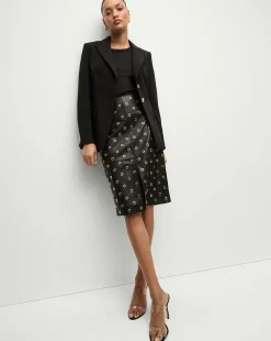 Veronica Beard Skirts & Shorts|Party Dressing>Anderson Leather Grommet Skirt in Black