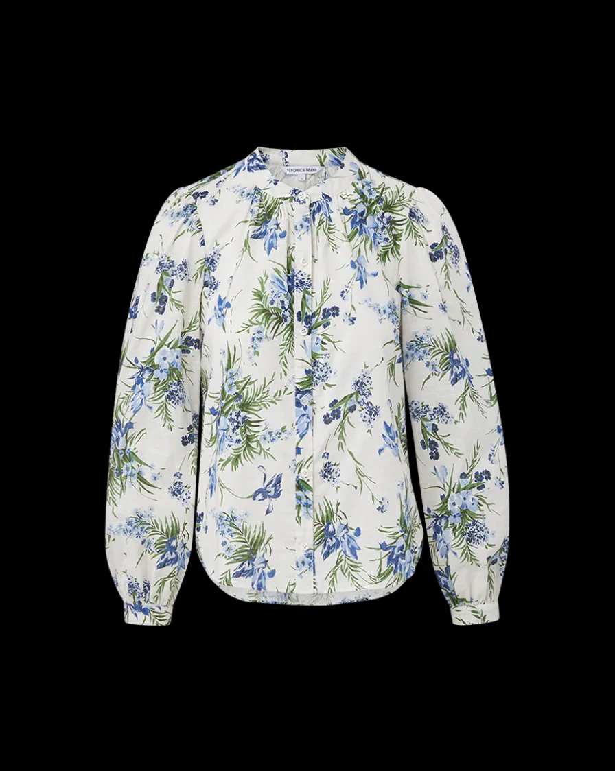 Veronica Beard Tops>Ashlynn Cotton Top in Off-White Multi
