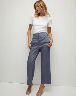 Veronica Beard Pants|Extended Sizes>Aubrie Linen Pant in Blue Melange