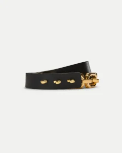 Veronica Beard Accessories|Party Dressing>Beatrice Leather Belt in Black & Gold