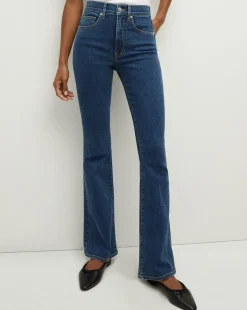 Veronica Beard Jeans>Beverly Loafer Length Skinny-Flare Jean in Bright Blue