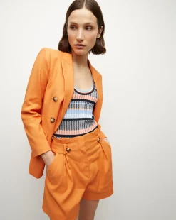 Veronica Beard Jackets & Outerwear>Bexley Stretch-Linen Dickey Jacket in