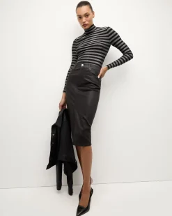 Veronica Beard Skirts & Shorts|Matching Sets>Breves Midi Skirt Coated in Black High Gloss