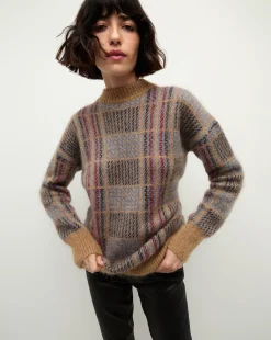 Veronica Beard Sweaters|Tops>Bristol Plaid Sweater in Russet