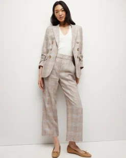 Veronica Beard Pants>Brixton Linen Pant in Khaki Multi