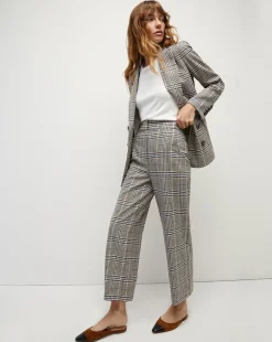 Veronica Beard Pants>Brixton Plaid Wide-Leg Cropped Pant