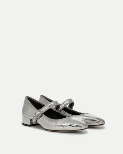Veronica Beard Pumps>Cade Metallic Mary Jane Ballet Pump in