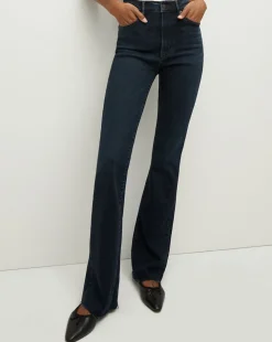 Veronica Beard Jeans>Cameron Raw Hem Bootcut Jean in Dark Ink