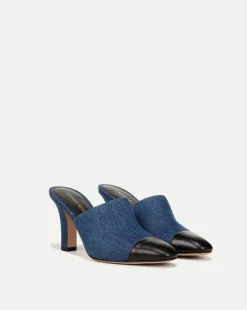 Veronica Beard Pumps>Carlotta Denim Mixed-Media Heel in