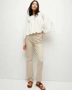 Veronica Beard Jeans>Carolina Khaki High-Rise Crop-Flare Jean