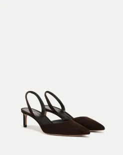 Veronica Beard Pumps|Party Dressing>Caroline Suede Slingback Pump in Dark Brown