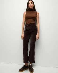 Veronica Beard Jeans>Carson Ankle Flare Velvet in Dark Chocolate