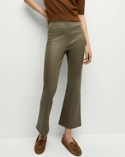 Veronica Beard Jeans>Carson Coated Off-Duty Kick-Flare Jean in Army High Gloss