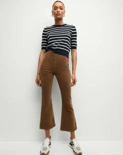Veronica Beard Jeans>Carson Corduroy Kick-Flare Jeans in Brown