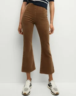 Veronica Beard Jeans>Carson Corduroy Kick-Flare Jeans in Brown