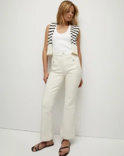 Veronica Beard Jeans>Carson Patch Pocket Kick-Flare Jean in Ecru