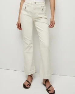 Veronica Beard Jeans>Carson Patch Pocket Kick-Flare Jean in Ecru