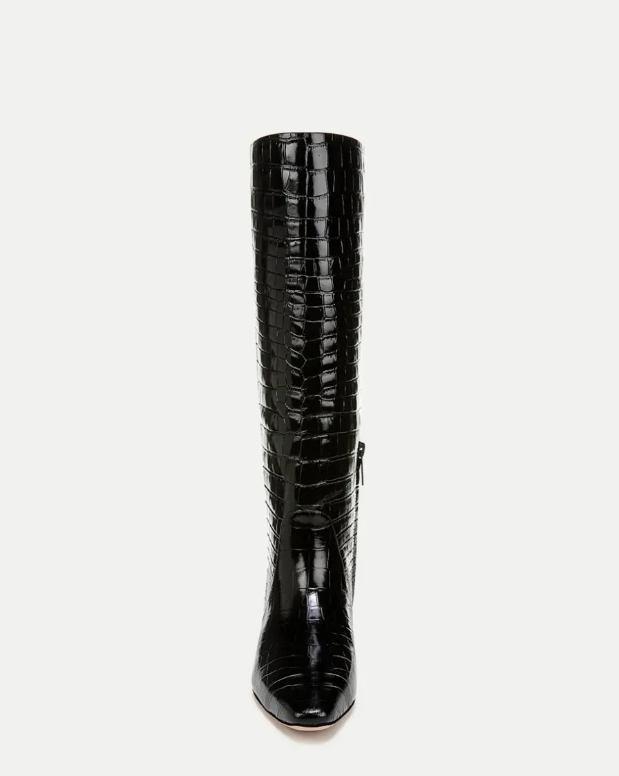 Veronica Beard Boots & Booties>Cecile Croc-Embossed Tall Boot in