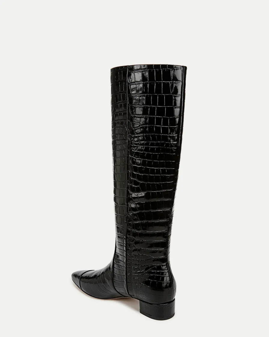 Veronica Beard Boots & Booties>Cecile Croc-Embossed Tall Boot in
