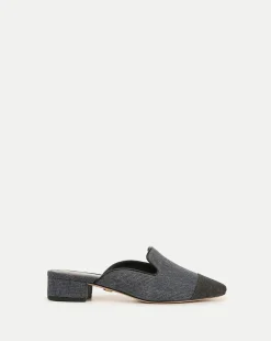 Veronica Beard Flats & Loafers>Cecile Denim Cap-Toe Mules
