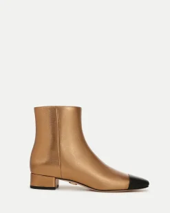 Veronica Beard Boots & Booties>Cecile Leather Cap-Toe Bootie in