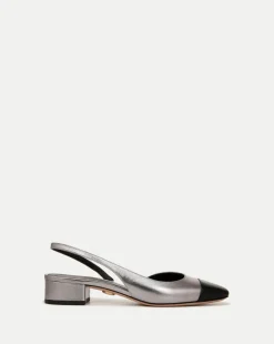 Veronica Beard Flats & Loafers>Cecile Leather Cap-Toe Slingback in