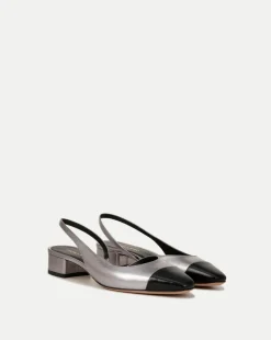 Veronica Beard Flats & Loafers>Cecile Leather Cap-Toe Slingback in