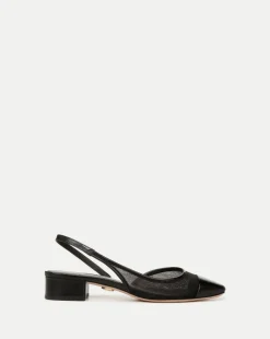 Veronica Beard Flats & Loafers>Cecile Mesh Cap-Toe Slingback in Black