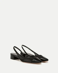 Veronica Beard Flats & Loafers>Cecile Mesh Cap-Toe Slingback in Black