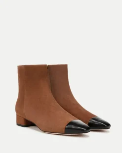 Veronica Beard Boots & Booties>Cecile Suede Cap-Toe Bootie in