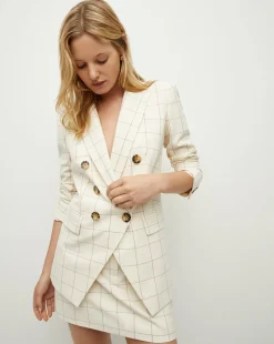 Veronica Beard Jackets & Outerwear>Charleston Plaid Dickey Jacket in Ecru/Deep Ochre