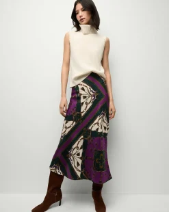 Veronica Beard Skirts & Shorts|Party Dressing>Clover Stretch-Silk Skirt in Pine Multi