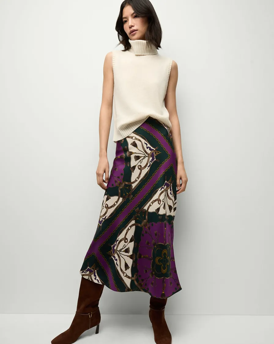 Veronica Beard Skirts & Shorts|Party Dressing>Clover Stretch-Silk Skirt in Pine Multi