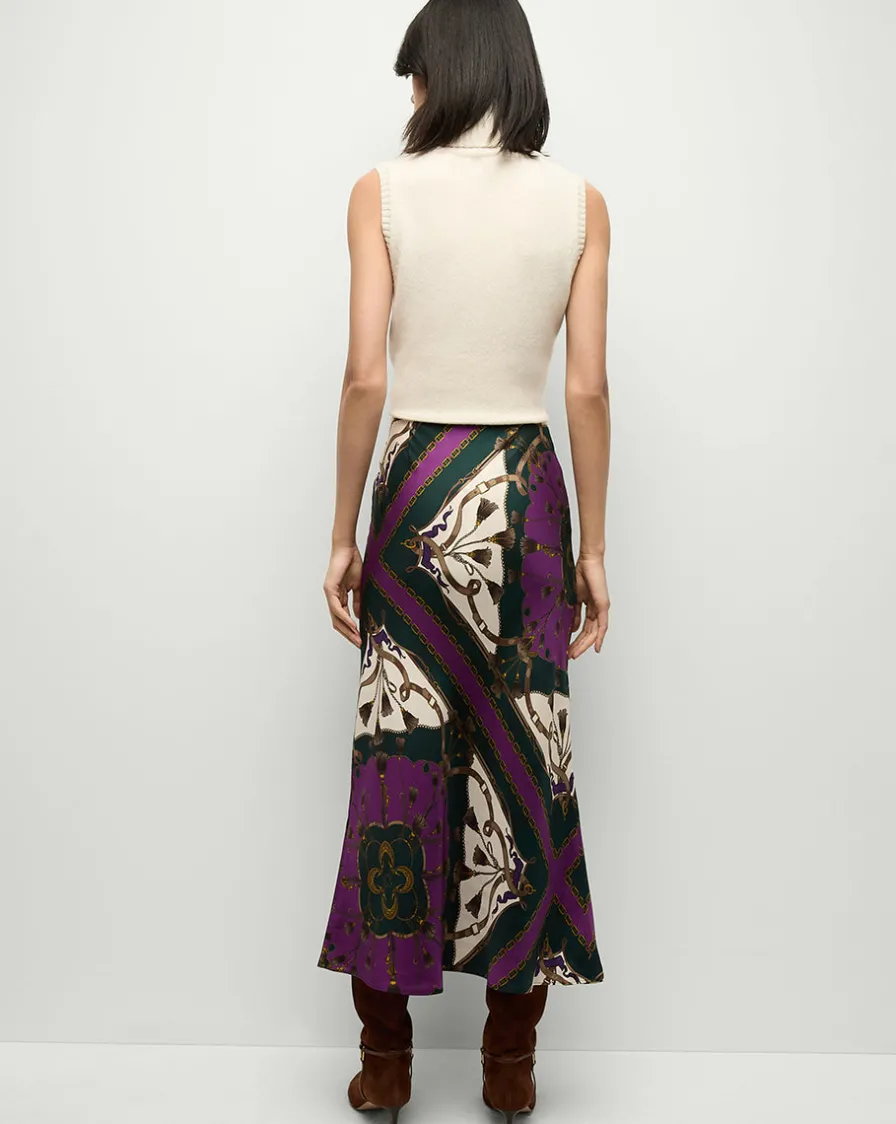 Veronica Beard Skirts & Shorts|Party Dressing>Clover Stretch-Silk Skirt in Pine Multi