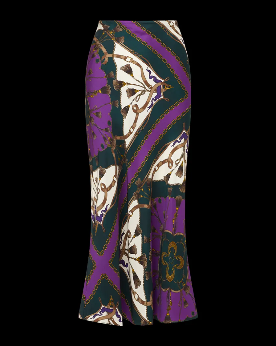 Veronica Beard Skirts & Shorts|Party Dressing>Clover Stretch-Silk Skirt in Pine Multi