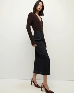 Veronica Beard Sweaters|Tops>Coleta V-Neck Cashmere Sweater in Dark Chocolate