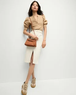 Veronica Beard Tops>Coralee Puff-Sleeve Tee in