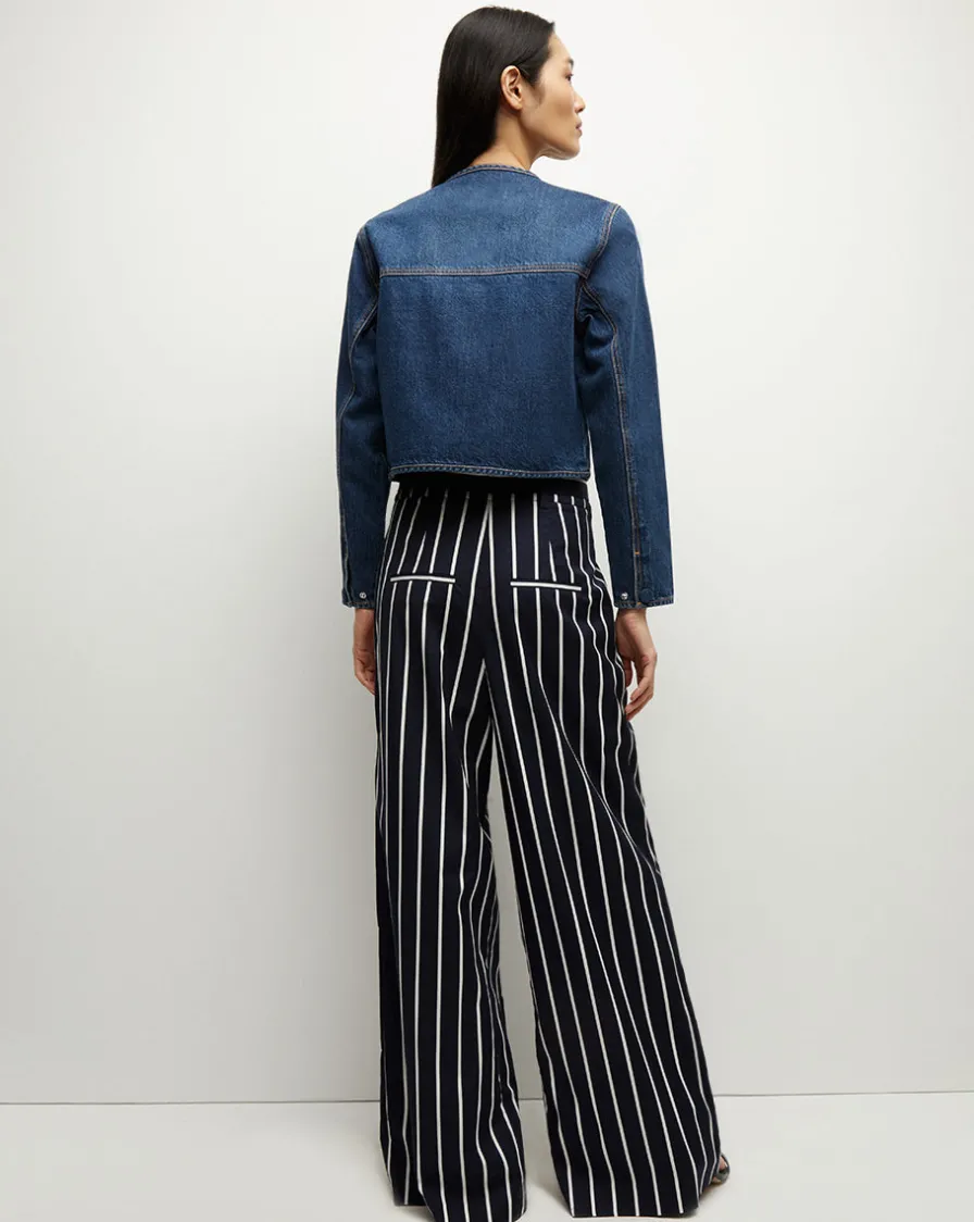 Veronica Beard Jackets & Outerwear>Cordell Denim Jacket in Dusted Oxford