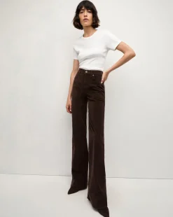 Veronica Beard Jeans|Pants>Crosbie Corduroy Wide-Leg Pant in Dark Chocolate