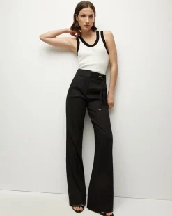 Veronica Beard Pants>Cruz Stretch-Linen Pants in