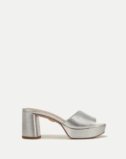Veronica Beard Sandals>Dali Metallic Leather Block Heel Sandal