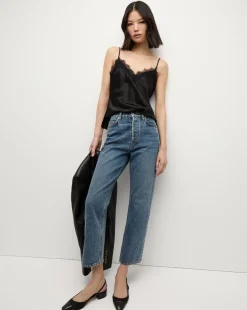 Veronica Beard Jeans>Daniela Cropped Straight-Leg Jean in Blue