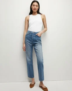 Veronica Beard Jeans>Daniela Straight-Leg Jean in Lakeshore Blush
