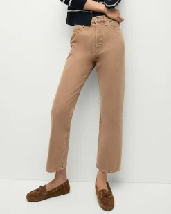 Veronica Beard Jeans>Daniela Straight-Leg Jeans in Tan Sierra