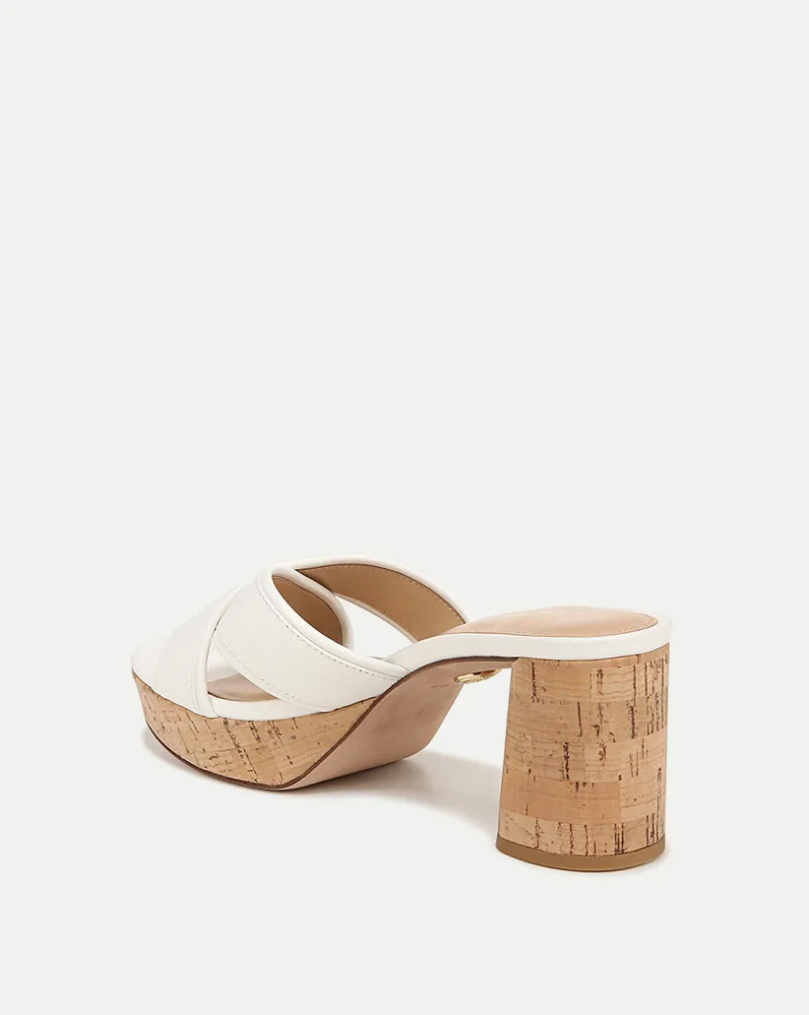 Veronica Beard Sandals>Dory White Cork Block-Heel Sandal