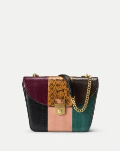 Veronica Beard Shoulder Bags|The Veronicas' Favorites>Double Link Patchwork Flap Bag in Cognac Multi