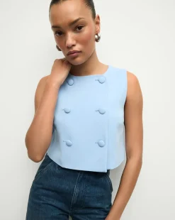 Veronica Beard Tops|Matching Sets>Drexley Cropped Vest in Blue Sky