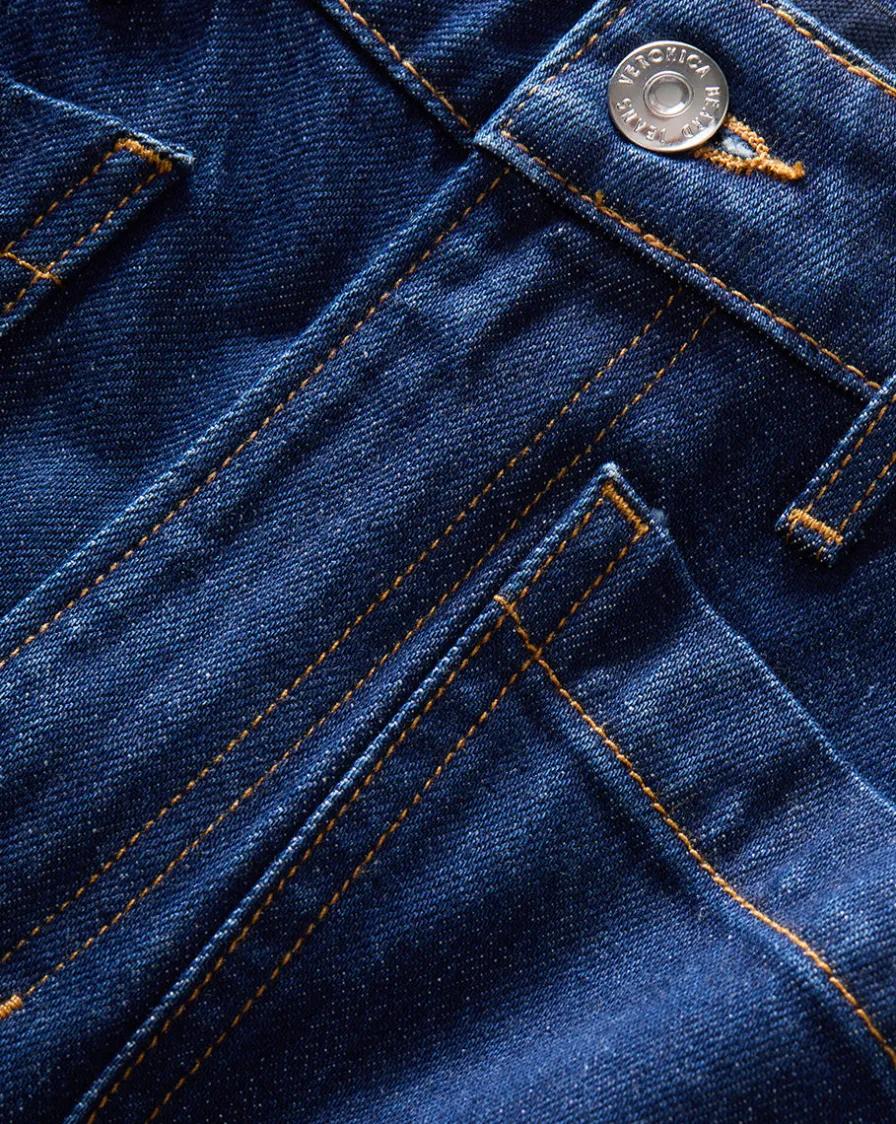 Veronica Beard Jeans>Dylan Cuffed Straight-Leg Jeans in Indigo Denim